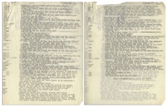 Moe Howard's 5pp. Script for Comedy Sketch, Signed at the Top of Each Page, Once in Caps, & With Moe's Signed Notes on Verso of Last Page -- With Curly Joe, Circa Early 1960s -- Very Good Condition